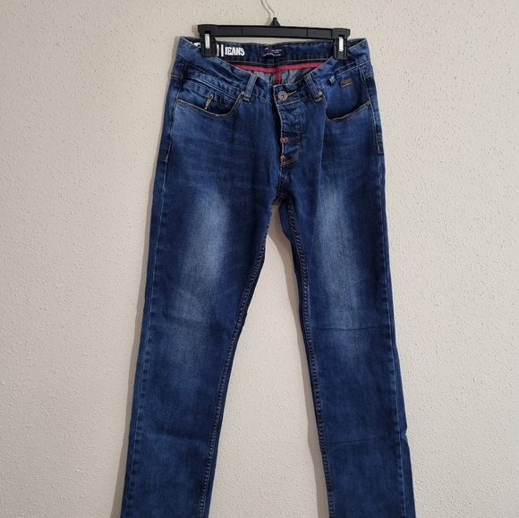 A2A11 jeans blue straight leg button fly Size W 33 - Picture 12 of 13